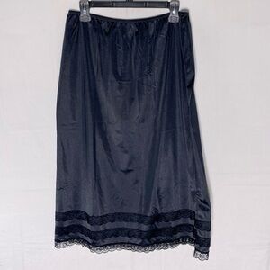 Vintage Truly Intimates Black Slip Skirt Lingerie L